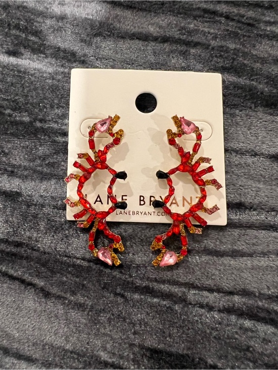 Jewelry - Lane Bryant Red Crystal Coral Hoop Earrings